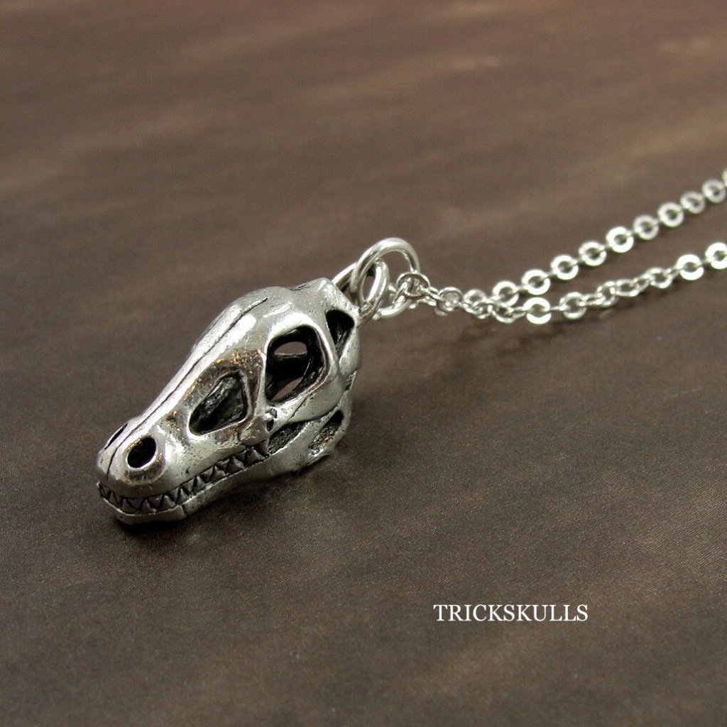 Dinosaur T-Rex 3d Jurassic Dino Fossil Skull Streetwear Pendant 18 In Chain New!